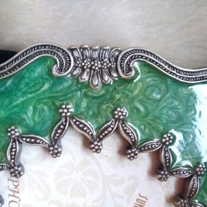 Art Deco Style Frame Silver& Green Mother Pearl Square‎  Sunflower Design 4"X4"